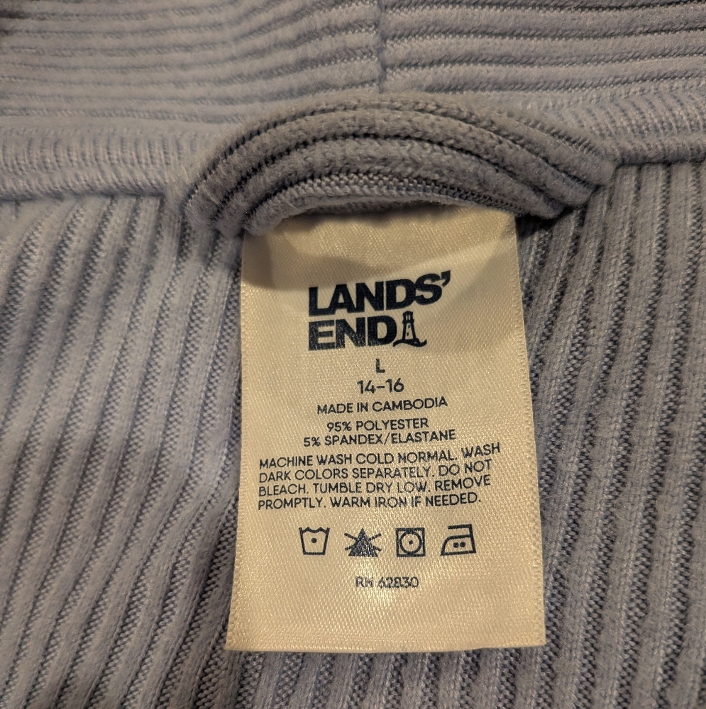 Lands' End Light Blue Ribbed Robe - L - Picture 2 of 6
